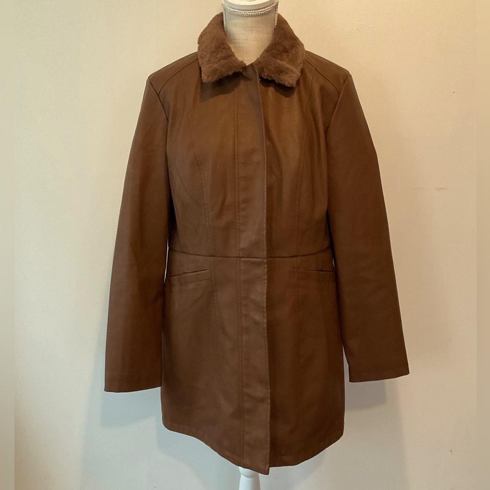 Baccini faux leather/fur coat - EUC